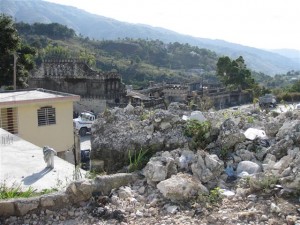 Rubble from earthquake
